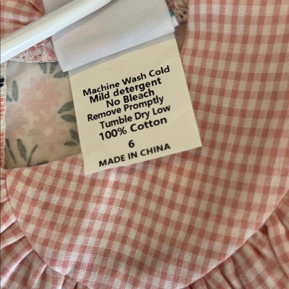 Stitchy Fish Floral Pink and White Kids Dress - Picture 5 of 5